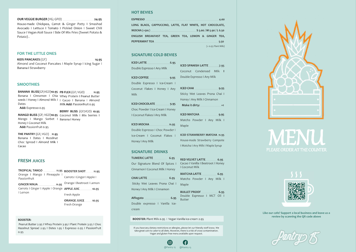Menu, Pantry 15
