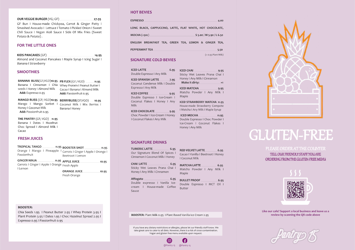 Menu, Pantry 15