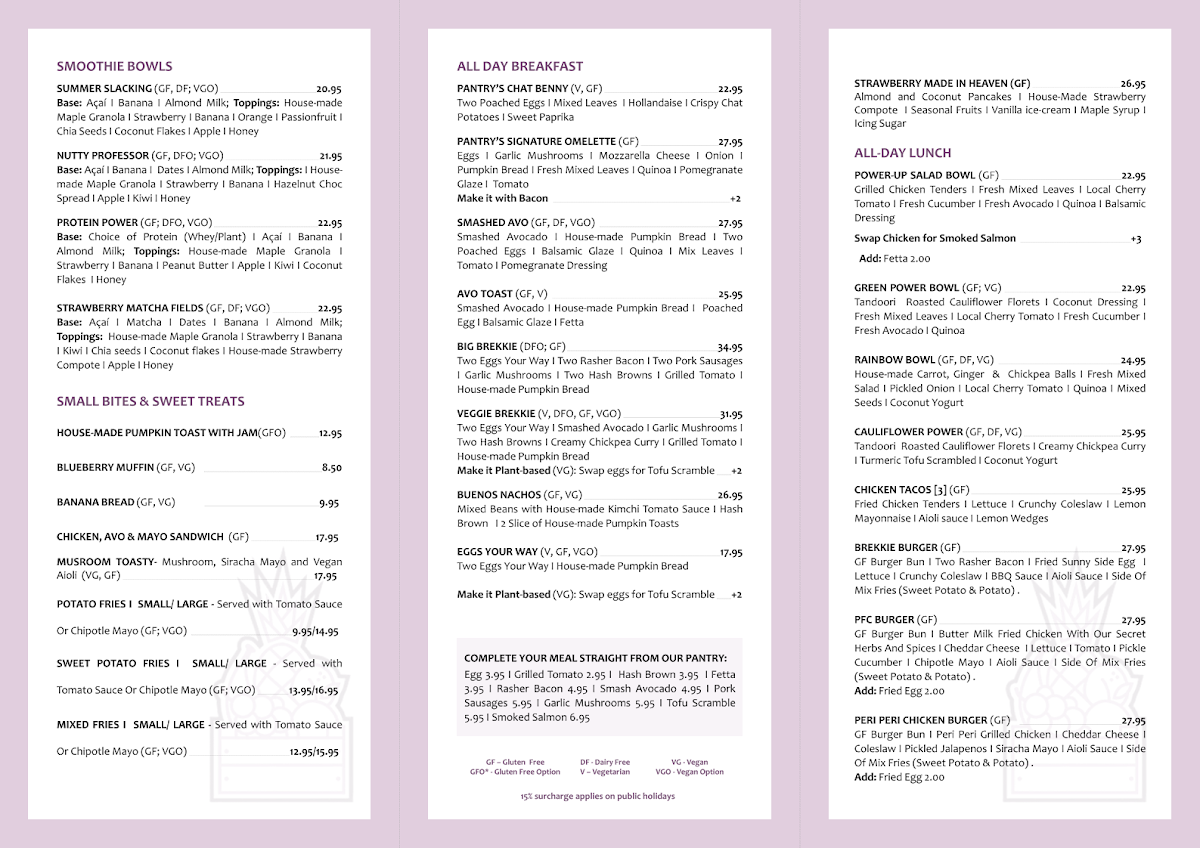 Menu, Pantry 15