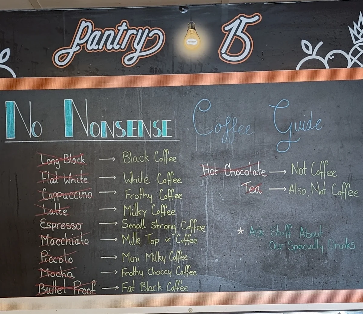 Menu, Pantry 15