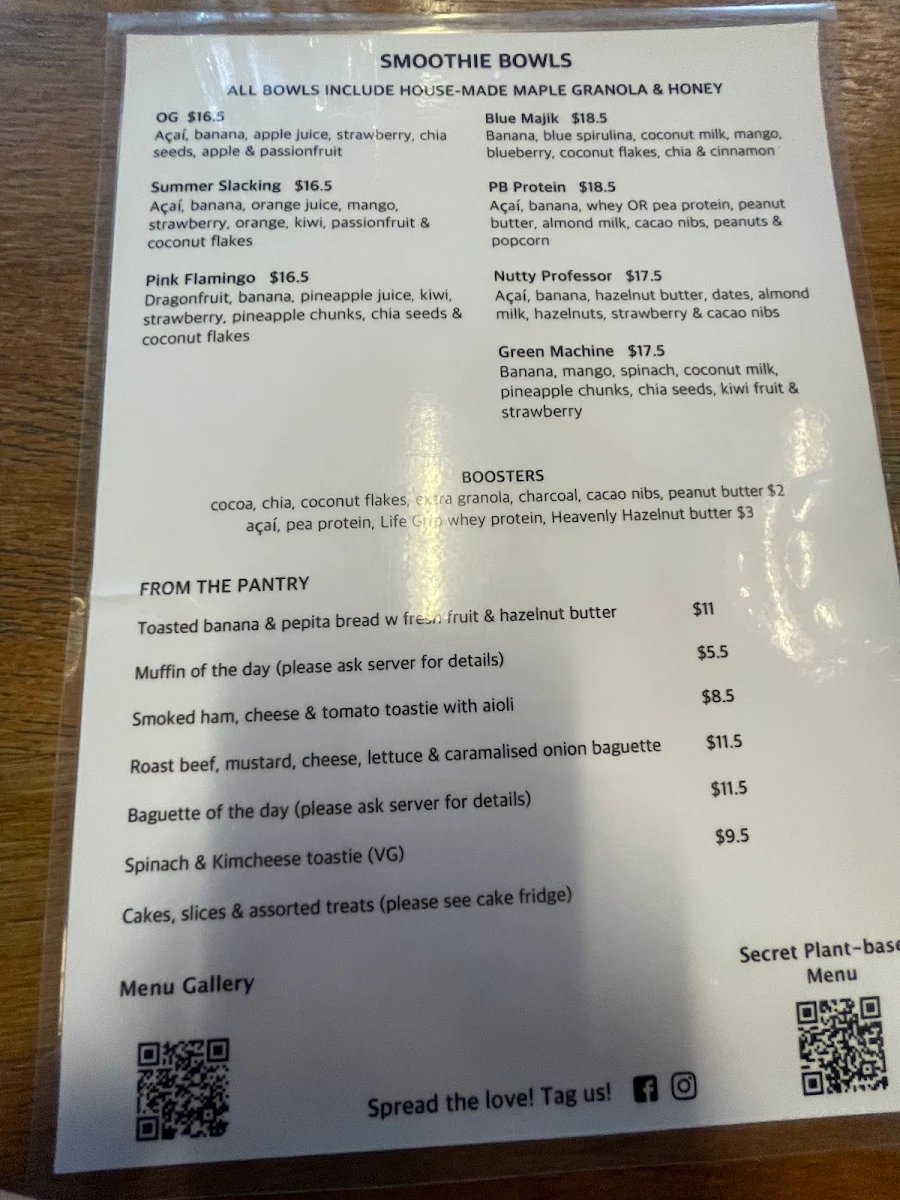 Menu, Pantry 15