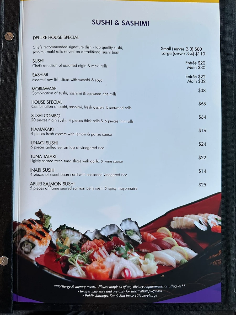 Menu, Sapporo Japanese Restaurant