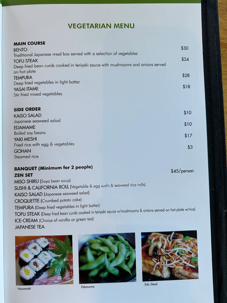 Menu, Sapporo Japanese Restaurant