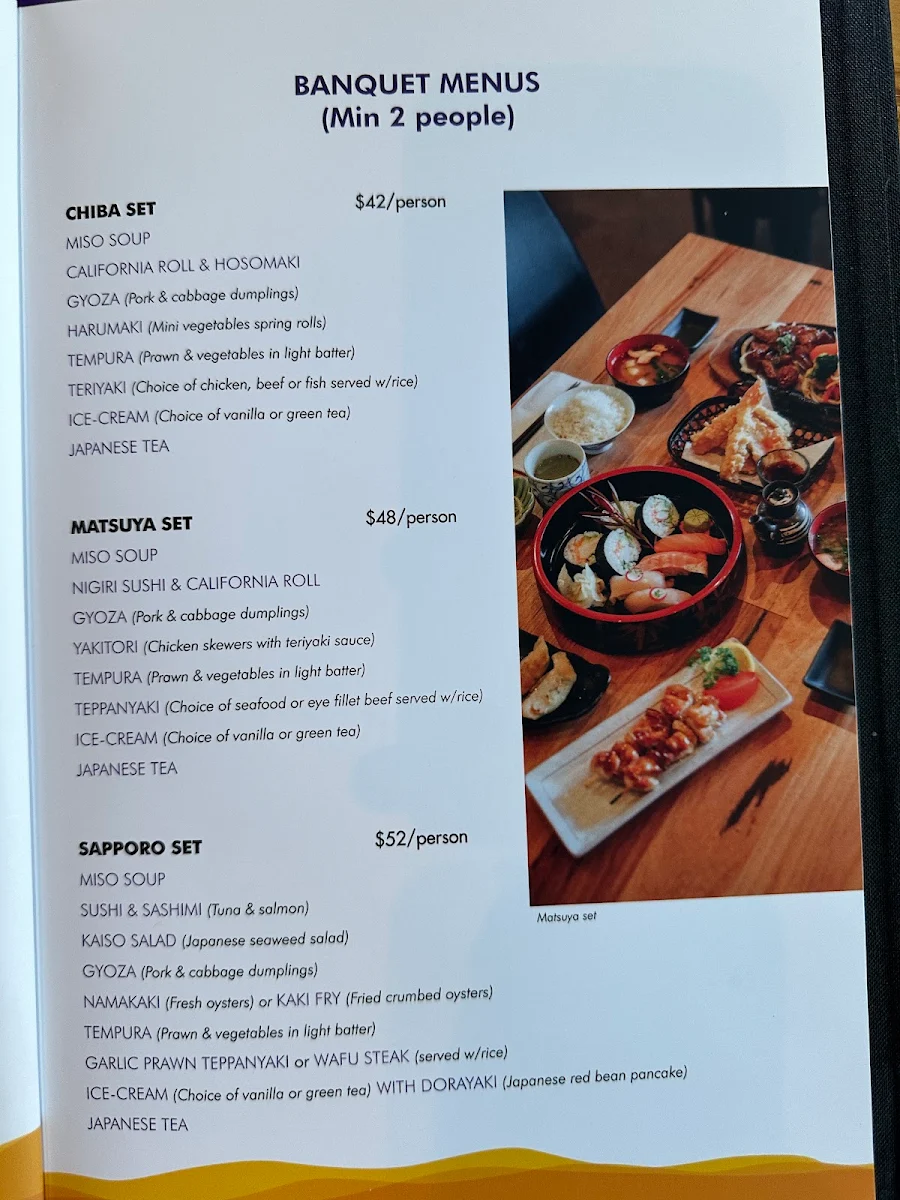 Menu, Sapporo Japanese Restaurant