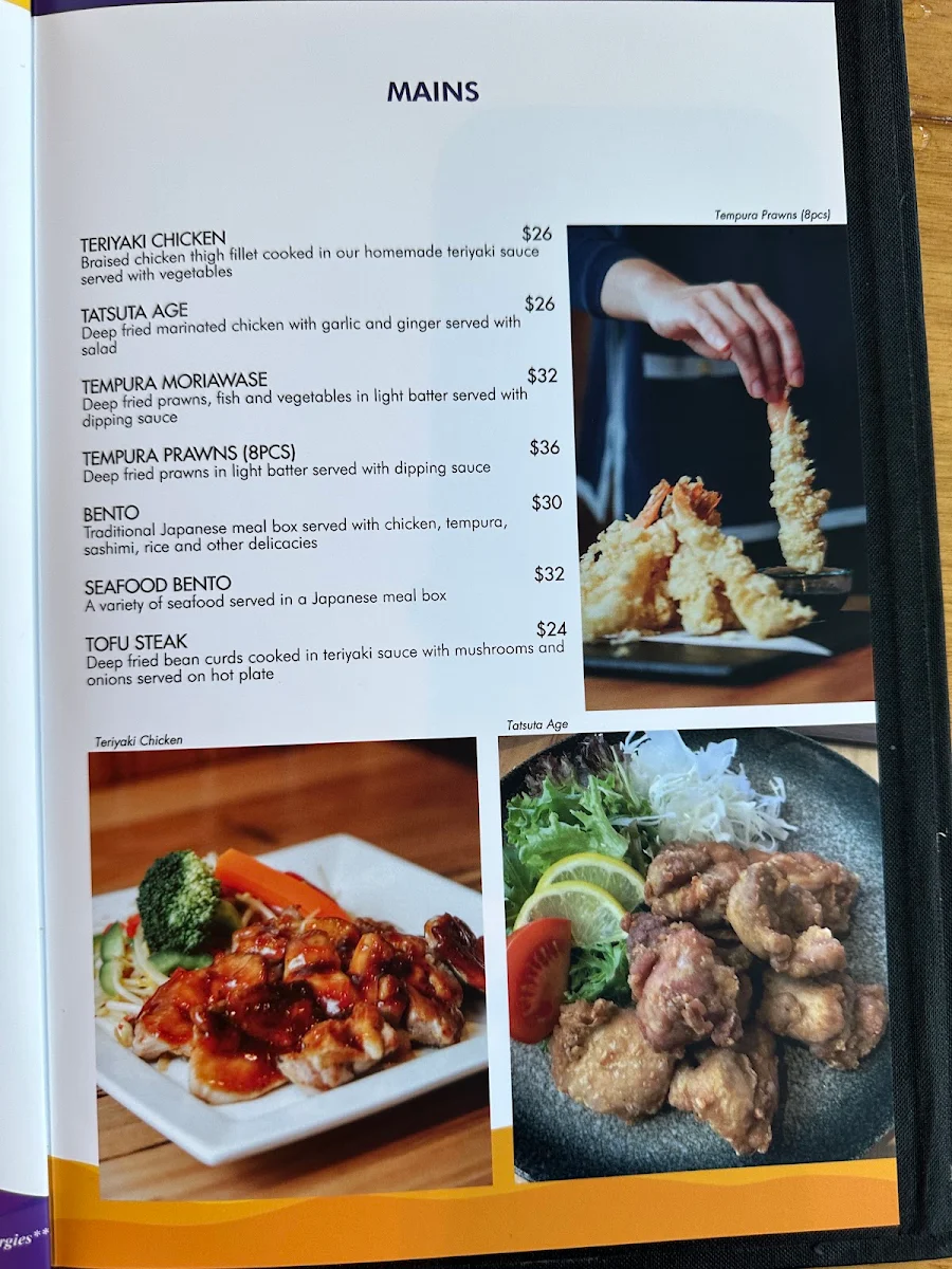 Menu, Sapporo Japanese Restaurant