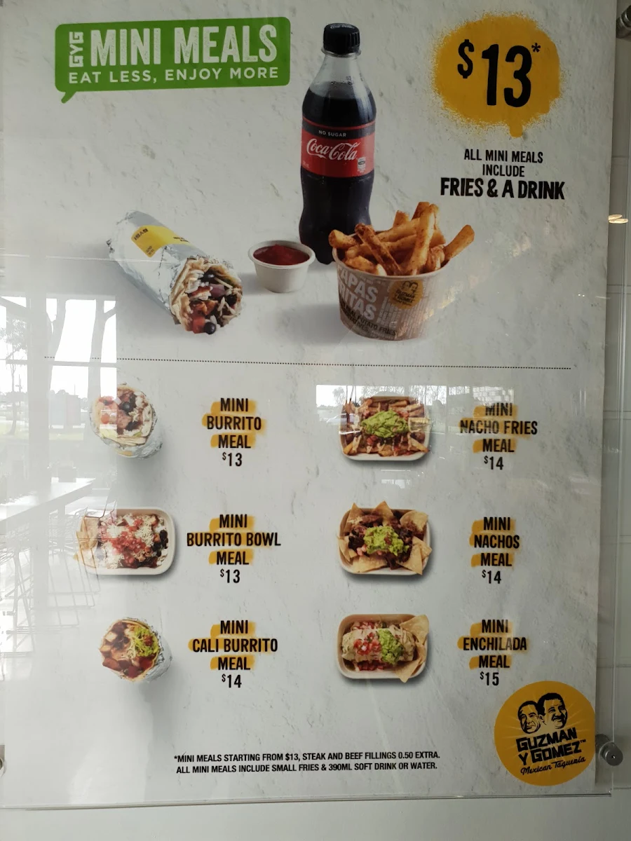Menu, Guzman y Gomez - Cranbourne