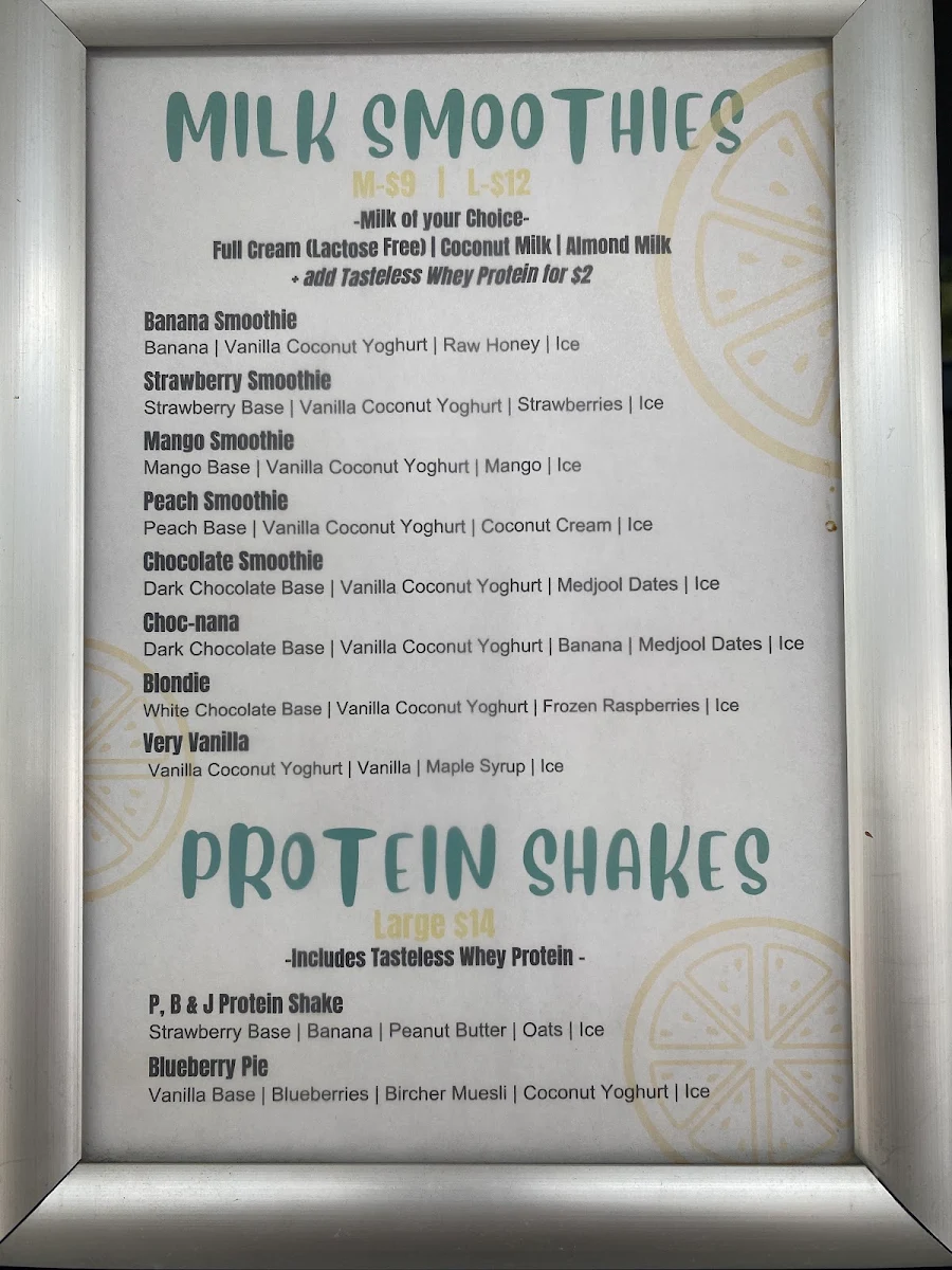 Menu, Glo Juice