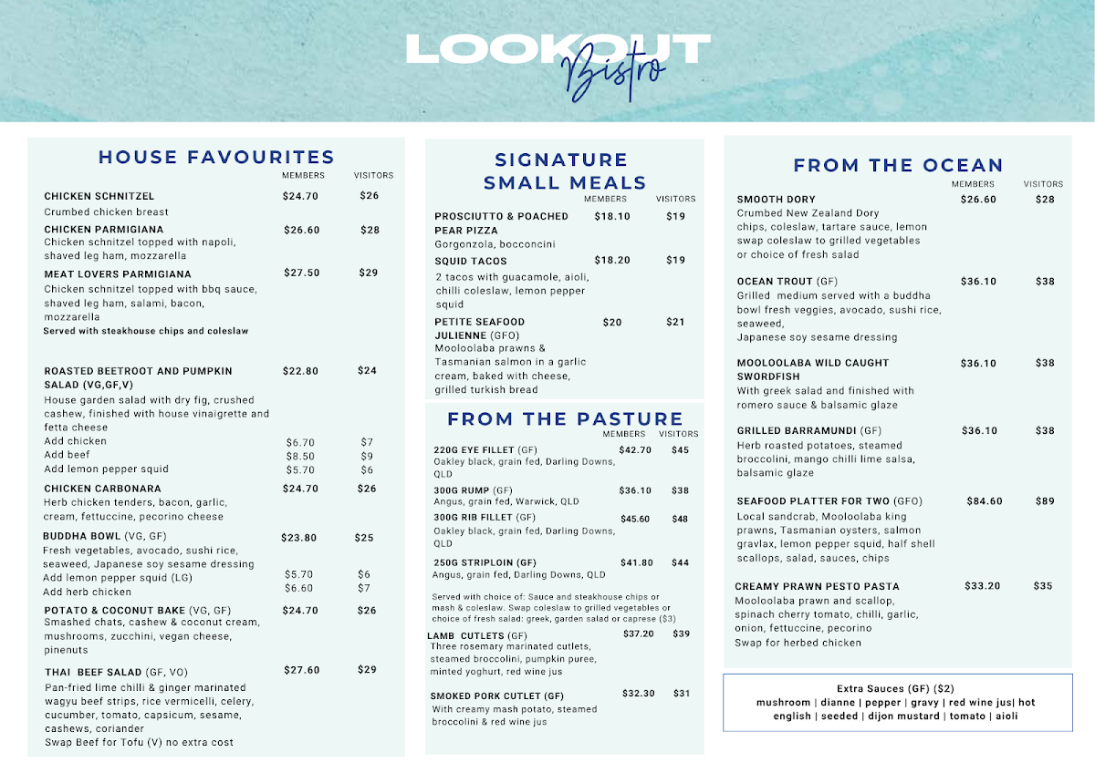 Menu, Alex Surf Club