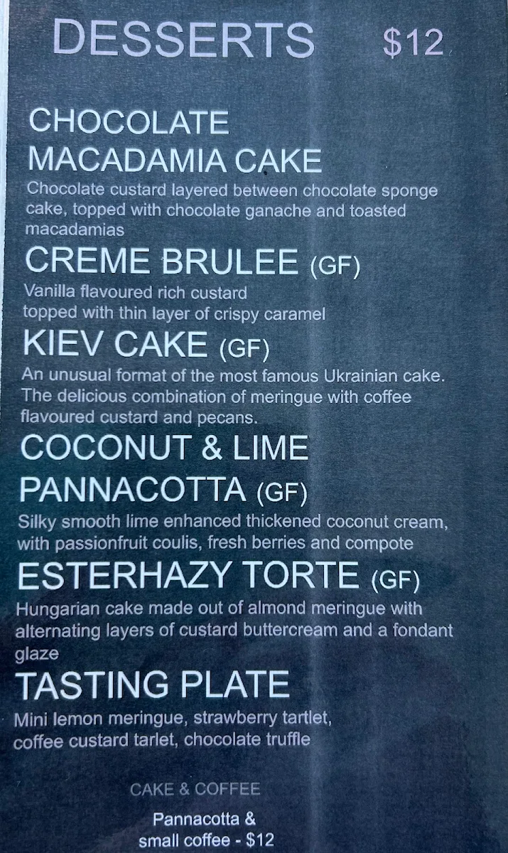 Menu, Alex Surf Club