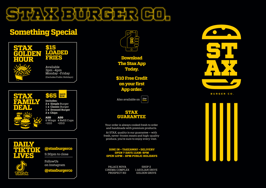 Menu, Stax Burger Co. - Prospect