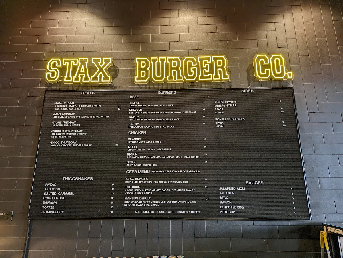 Menu, Stax Burger Co. - Prospect