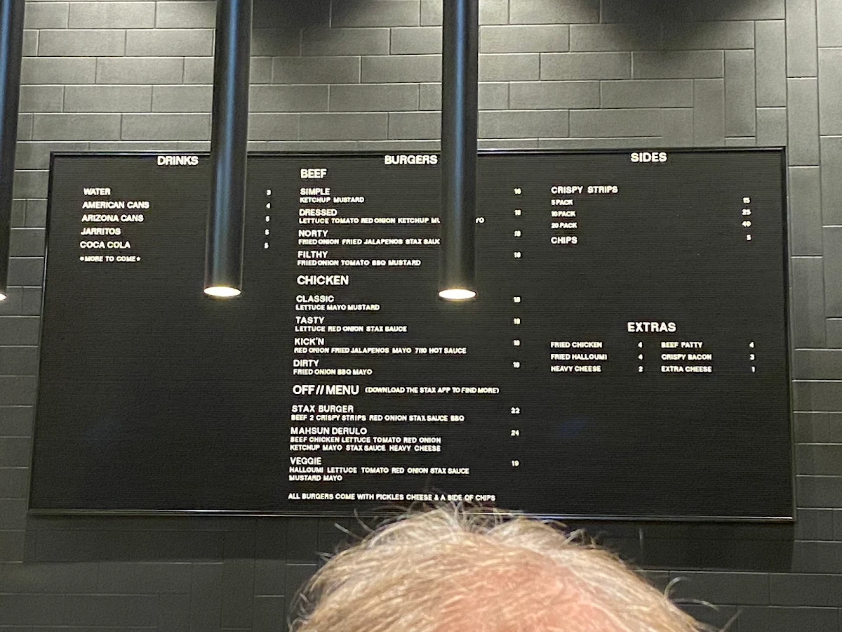 Menu, Stax Burger Co. - Prospect