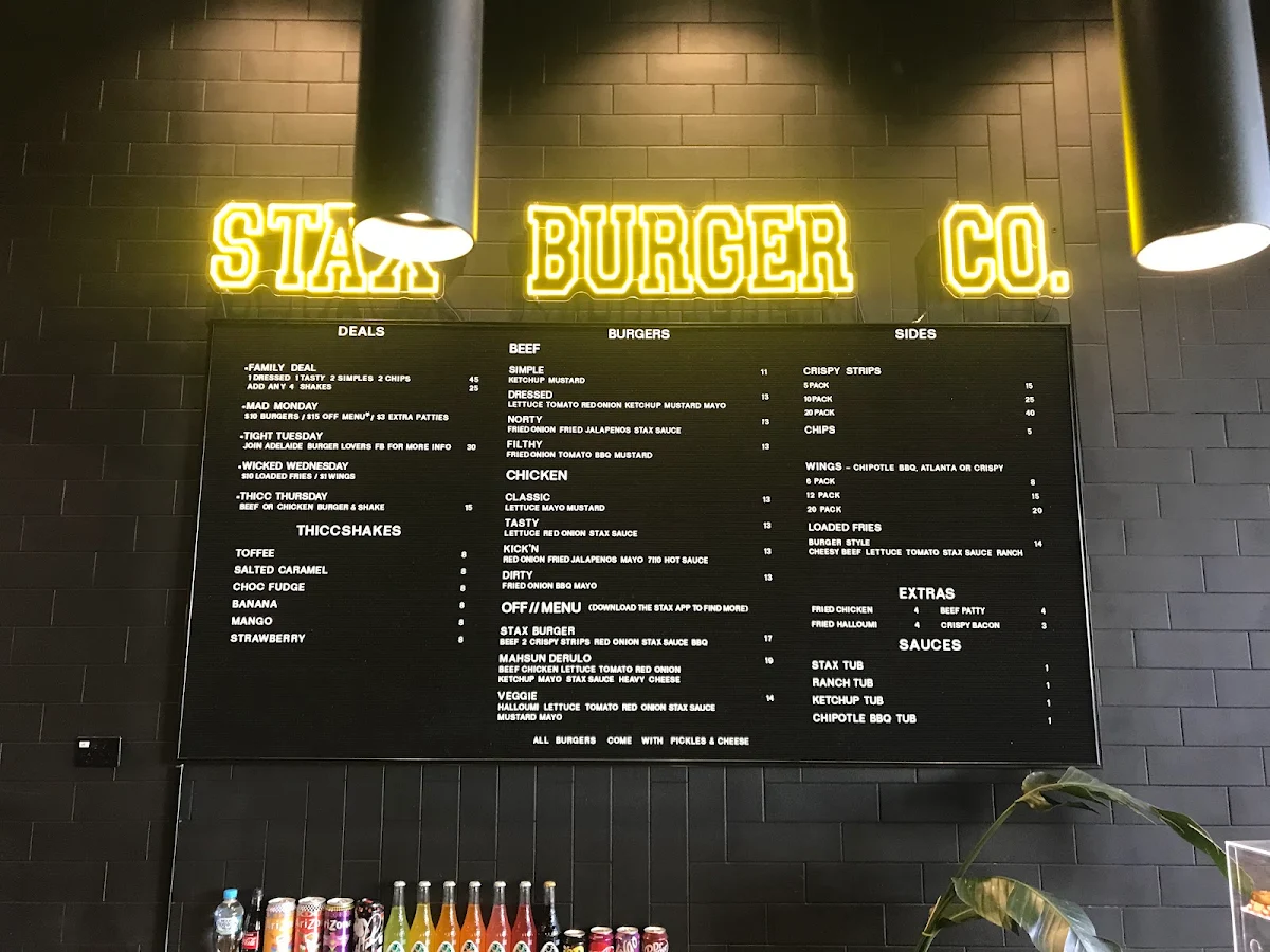Menu, Stax Burger Co. - Prospect