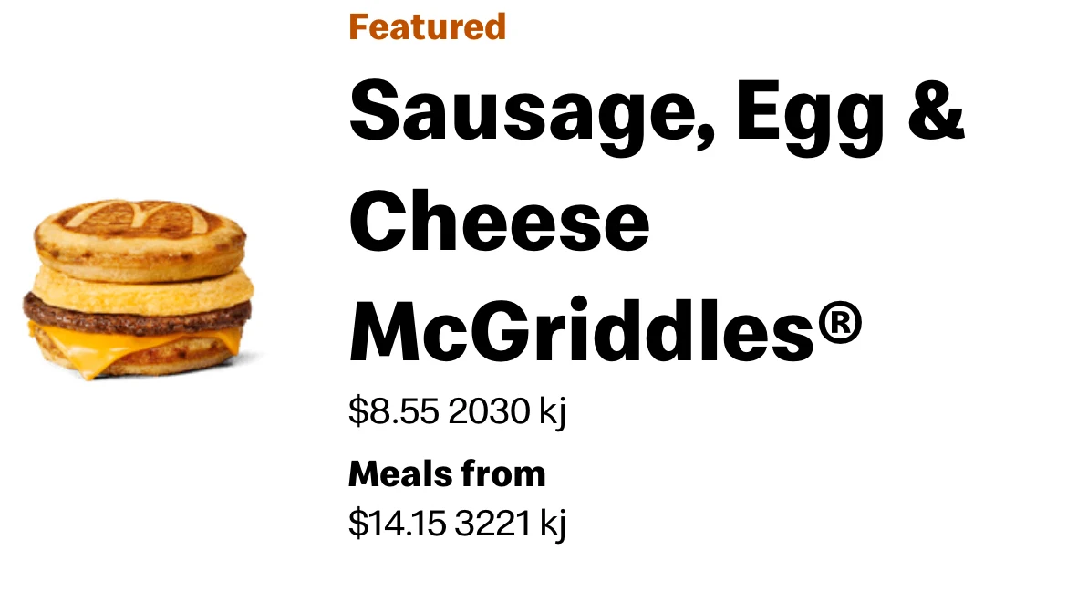 Menu, McDonald's Rhodes