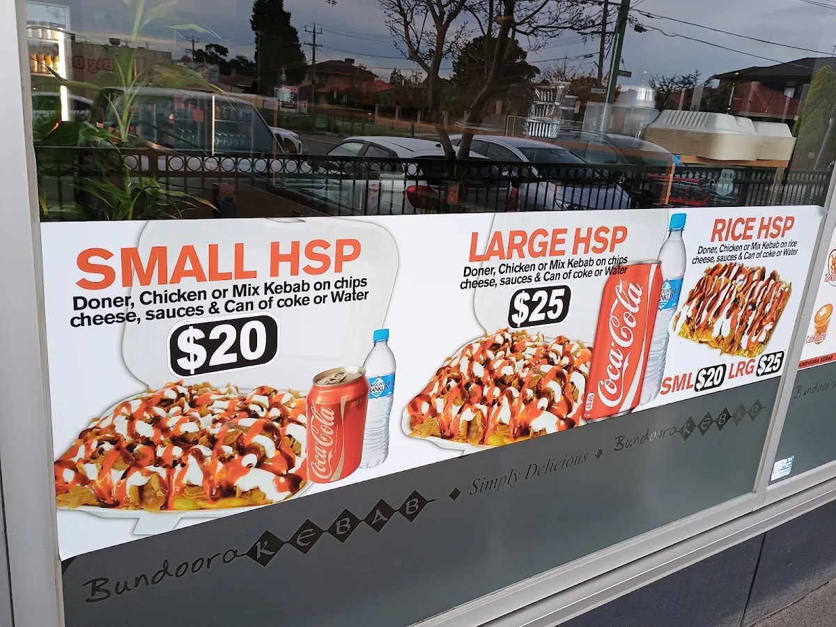 Menu, Bundoora Kebab House