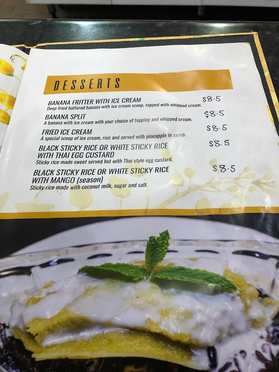 Menu, Dhok Koon Thai Restaurant