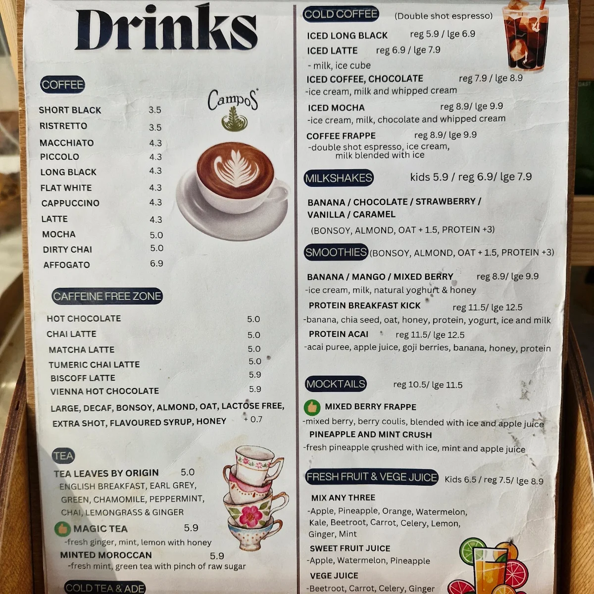 Menu, PCYC CAFE WAITARA\ HORNSBY