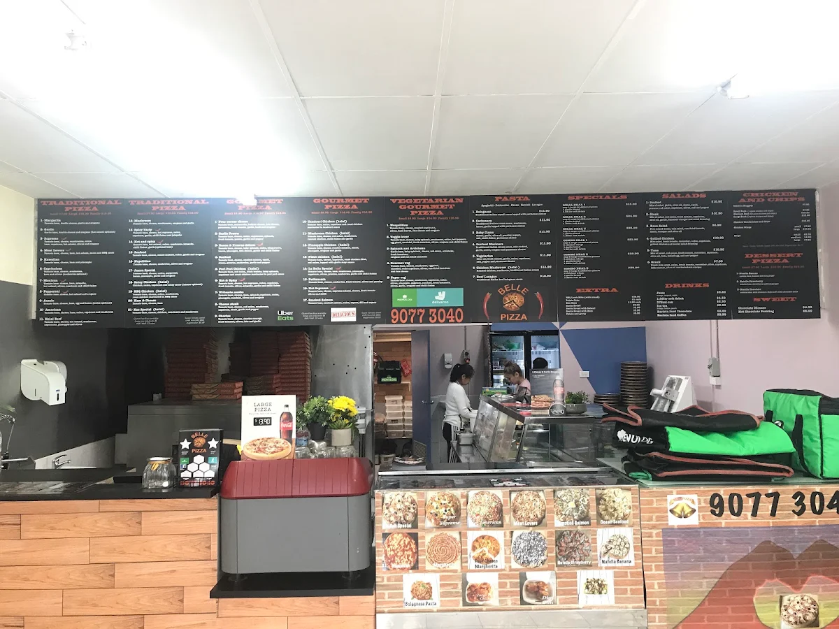 Menu, Belle Pizza