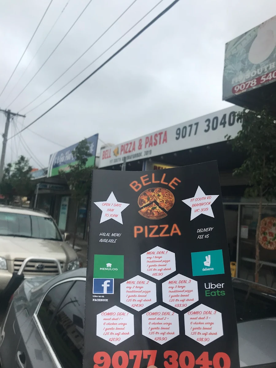 Menu, Belle Pizza