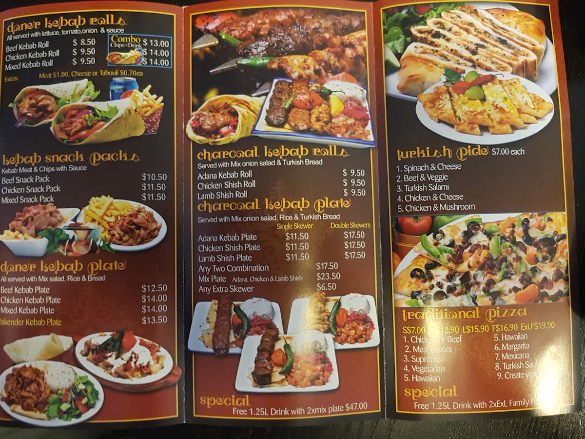 Menu, Hills Kebabs Kellyville