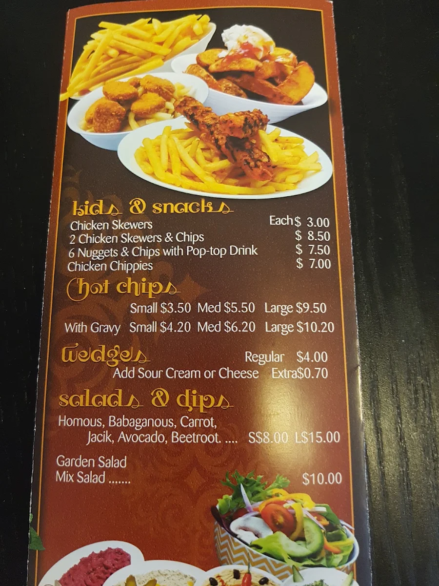 Menu, Hills Kebabs Kellyville