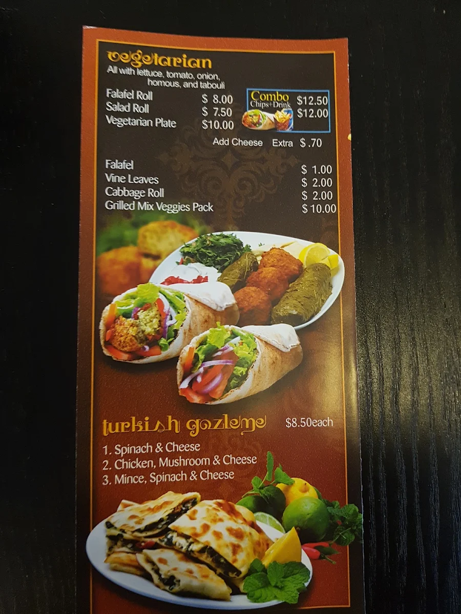 Menu, Hills Kebabs Kellyville
