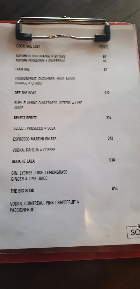 Menu, Blk and Whyte