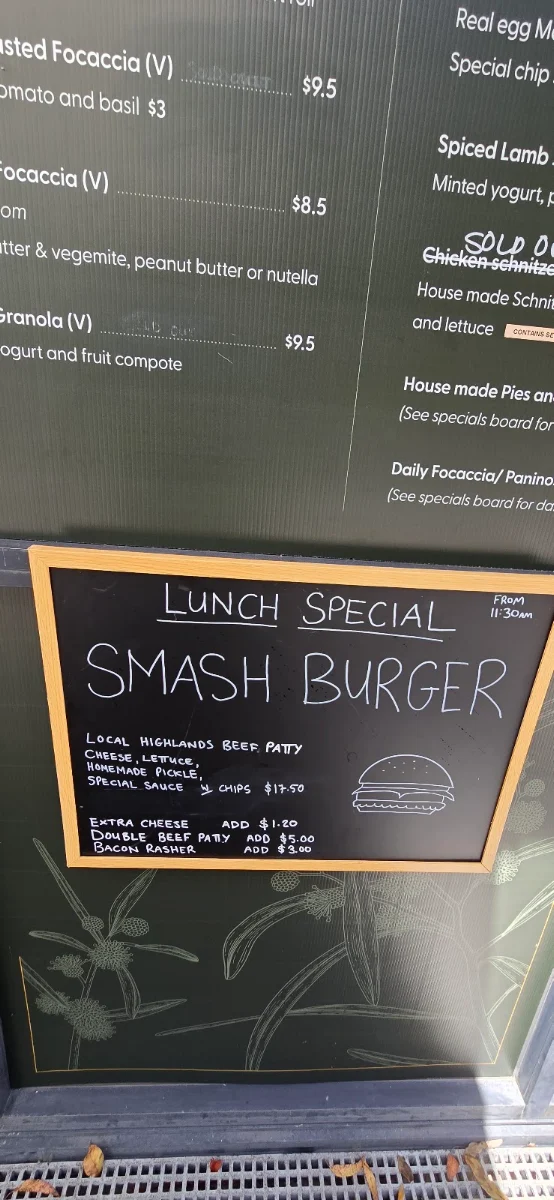Menu, The Burrow Cafe