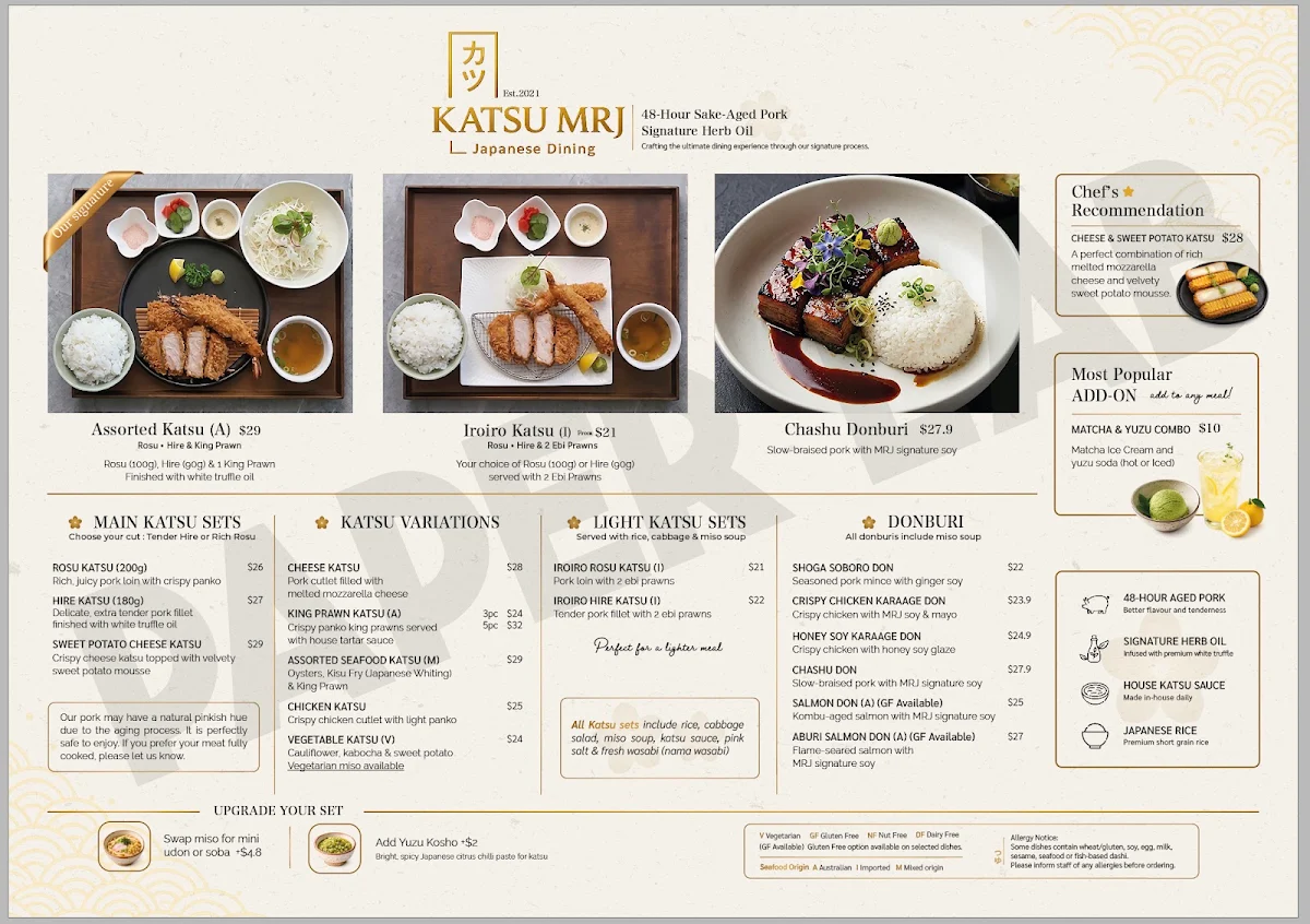 Menu, Mr. J Restaurant