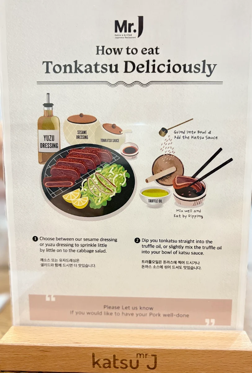 Menu, Mr. J Restaurant
