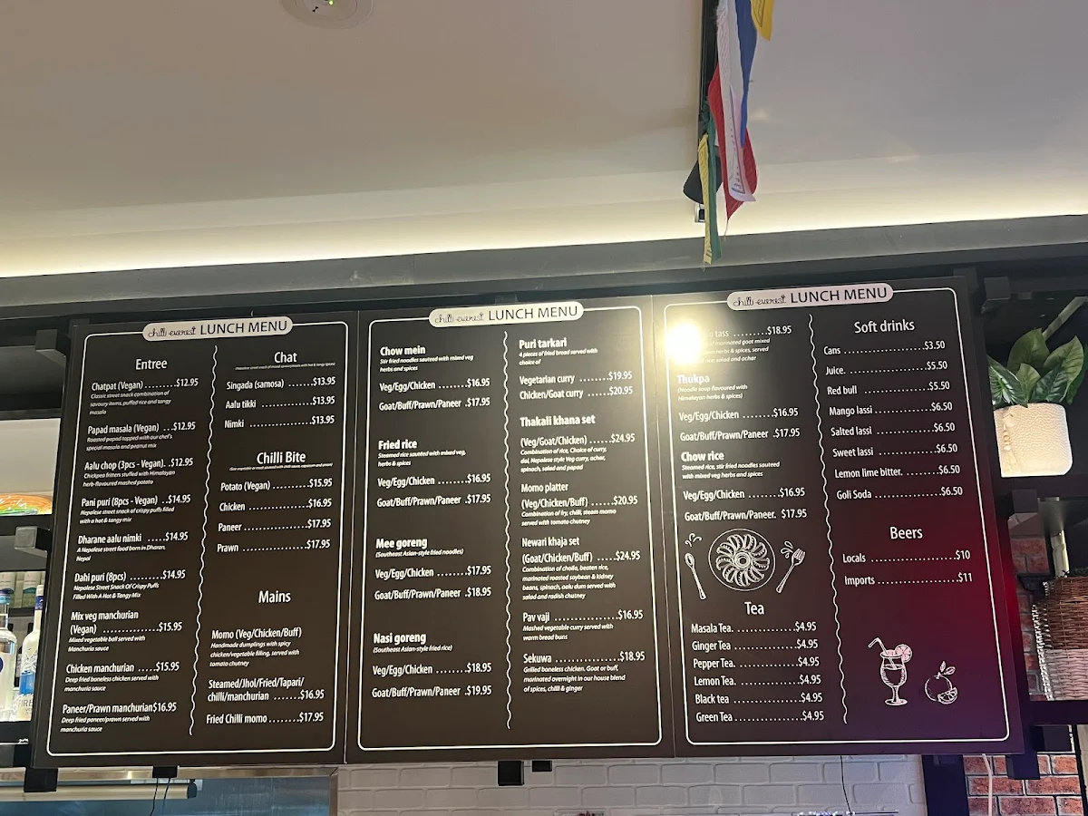 Menu, Chilli Everest on Collins