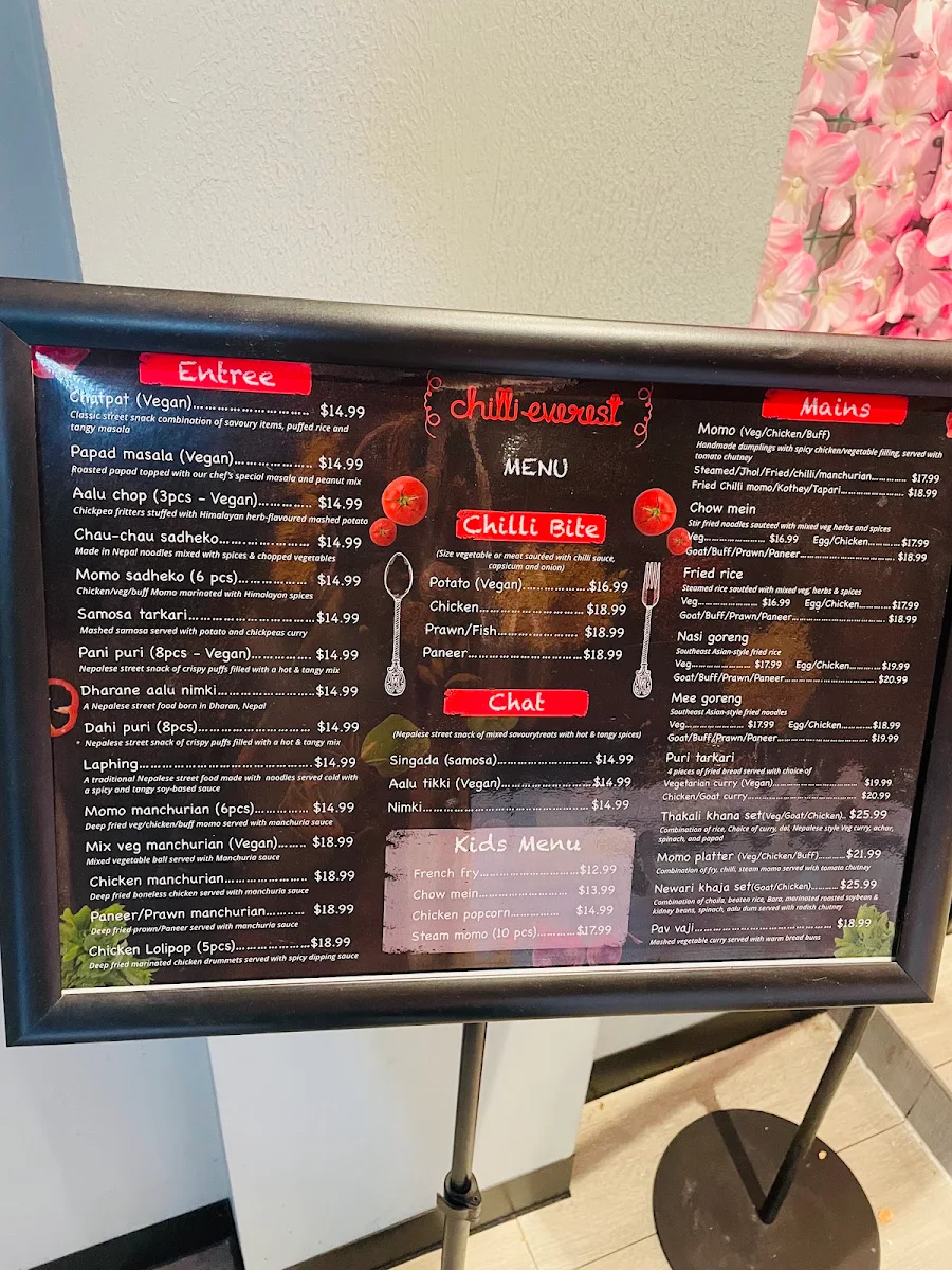 Menu, Chilli Everest on Collins