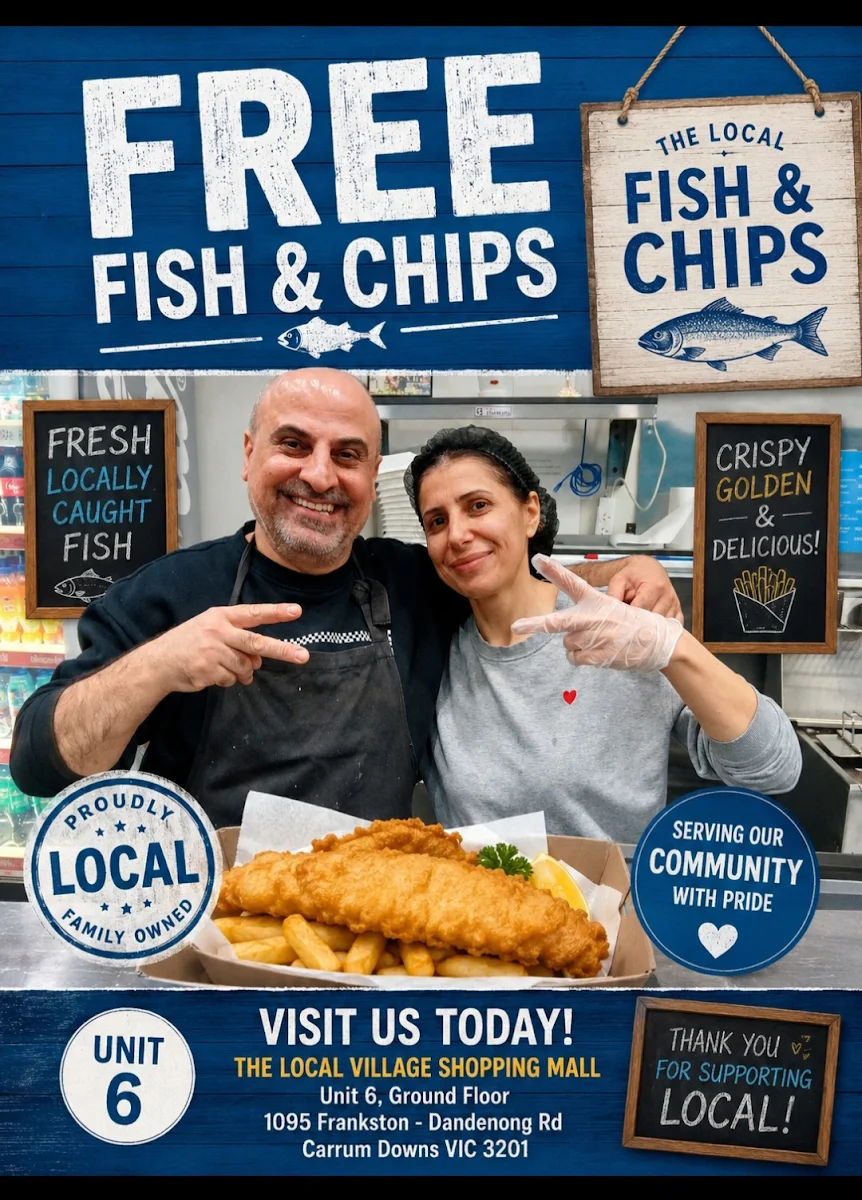 Menu, Fish & Chips Local Village @ Carrum Downs