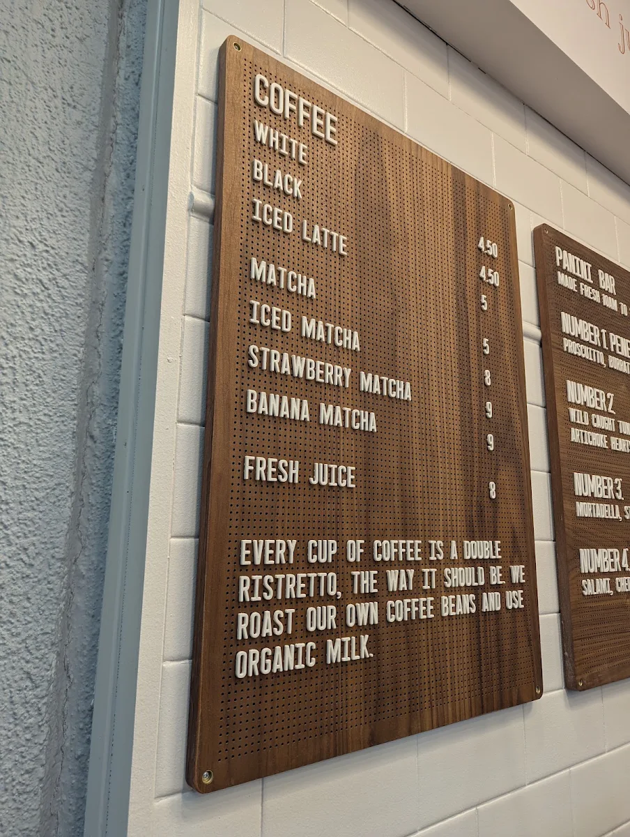 Menu, Penelope Bakery and Coffee Roaster
