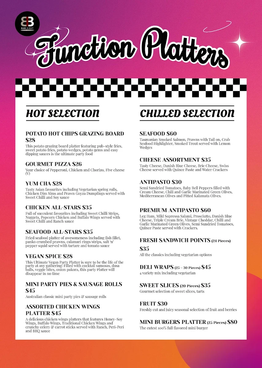Menu, Bar Eight