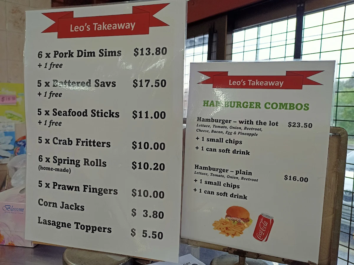 Menu, Leo's Takeaway