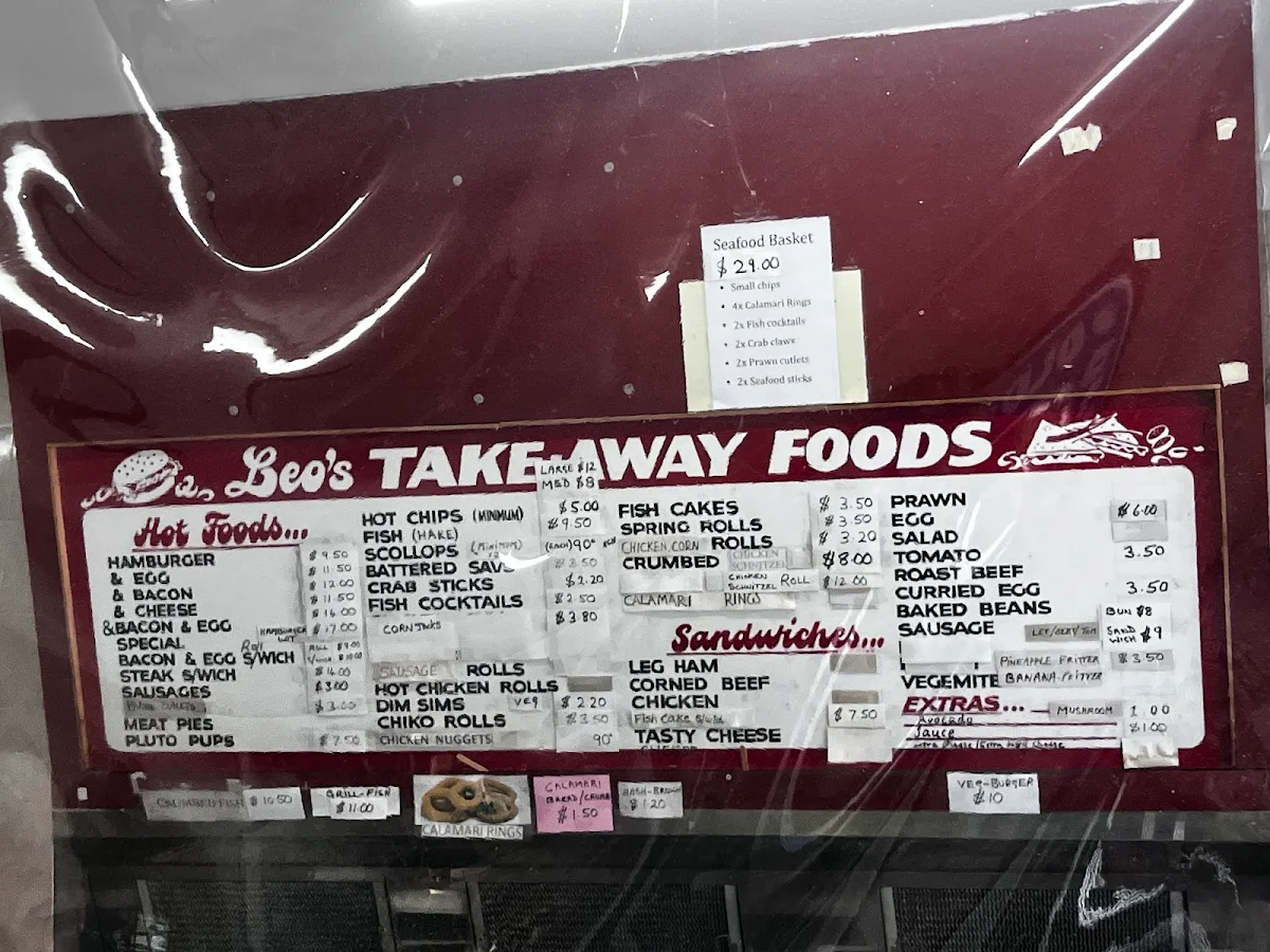 Menu, Leo's Takeaway