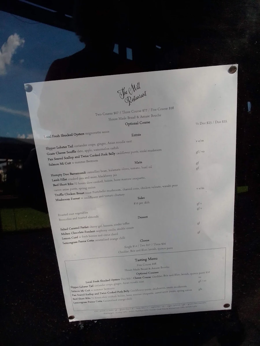 Menu, The Mill
