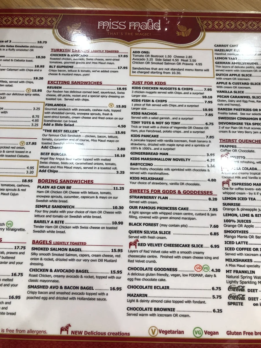 Menu, Miss Maud Carousel