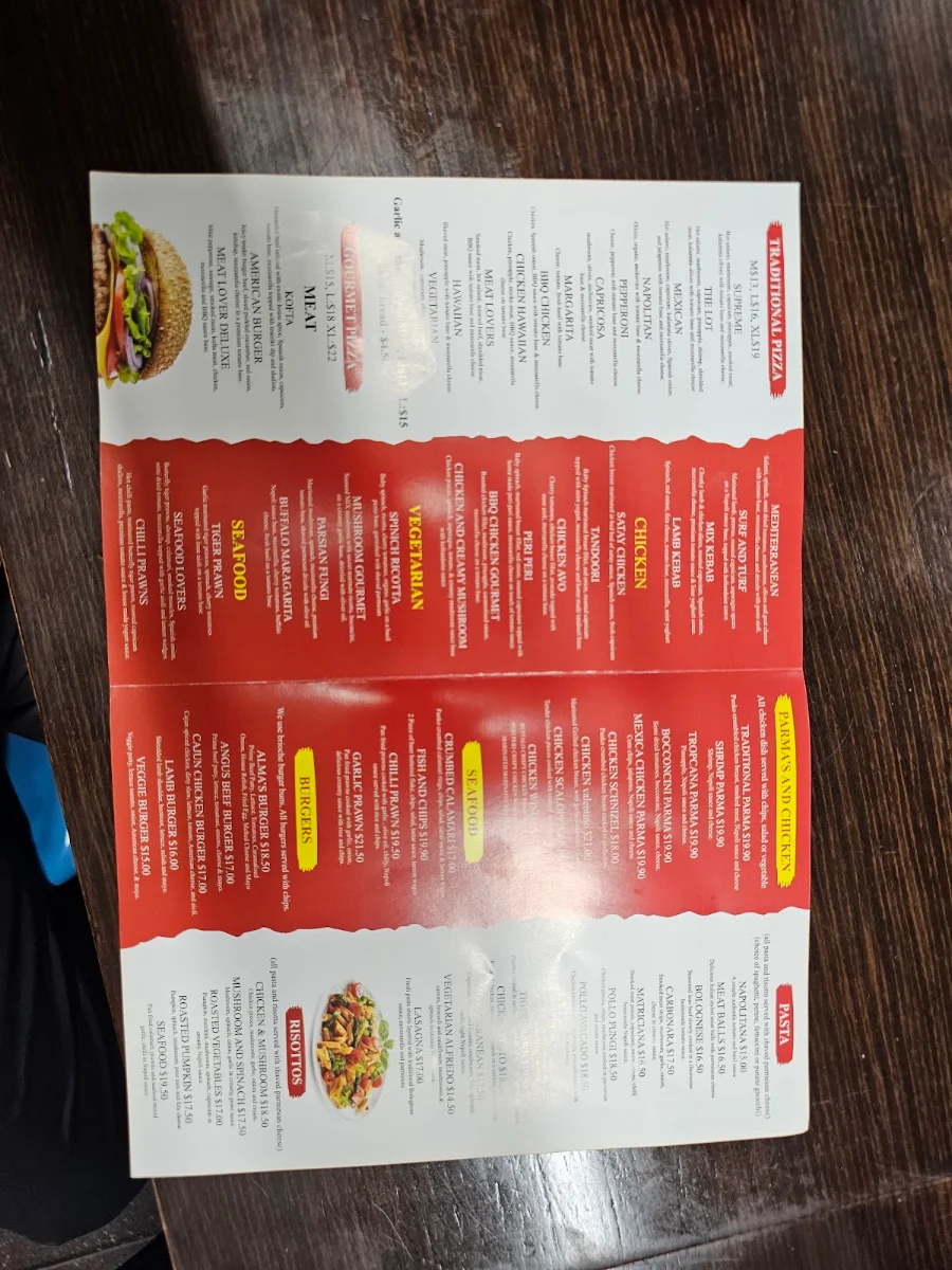 Menu, ALMA'S PIZZA AND MORE
