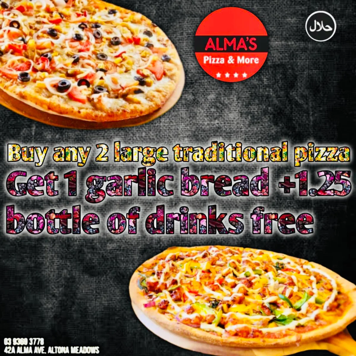 Menu, ALMA'S PIZZA AND MORE