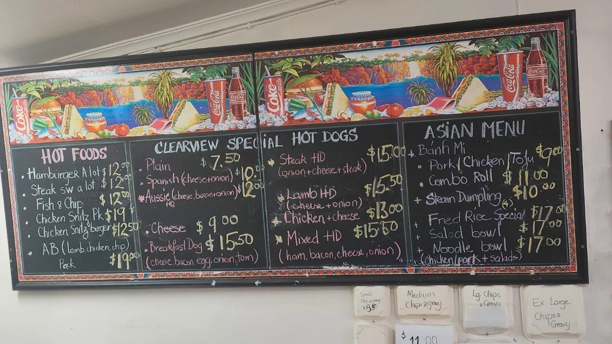 Menu, Clearview Snack Bar & Lotteries