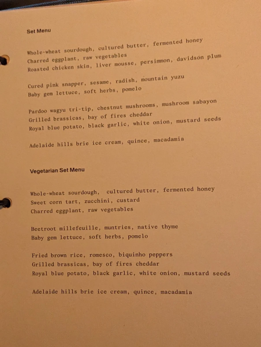 Menu, White Horse