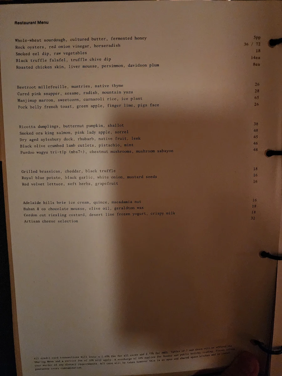 Menu, White Horse
