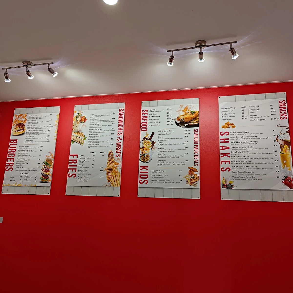 Menu, The Flames House Burger Fish & Fries