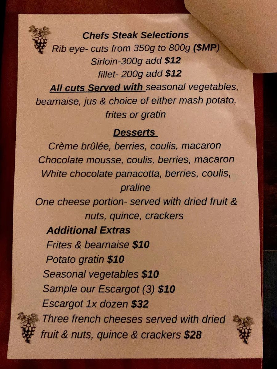 Menu, Lulu’s Little Bistro