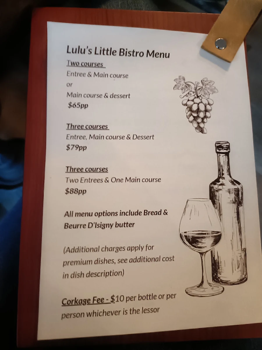 Menu, Lulu’s Little Bistro