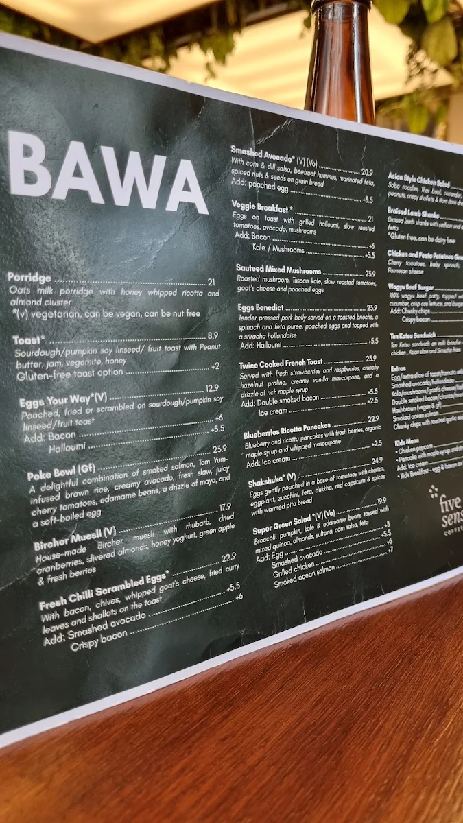 Menu, Bawa Cafe Hawthorn