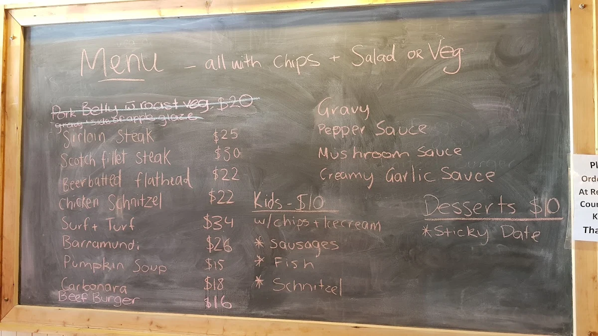 Menu, Carcoar Royal Hotel