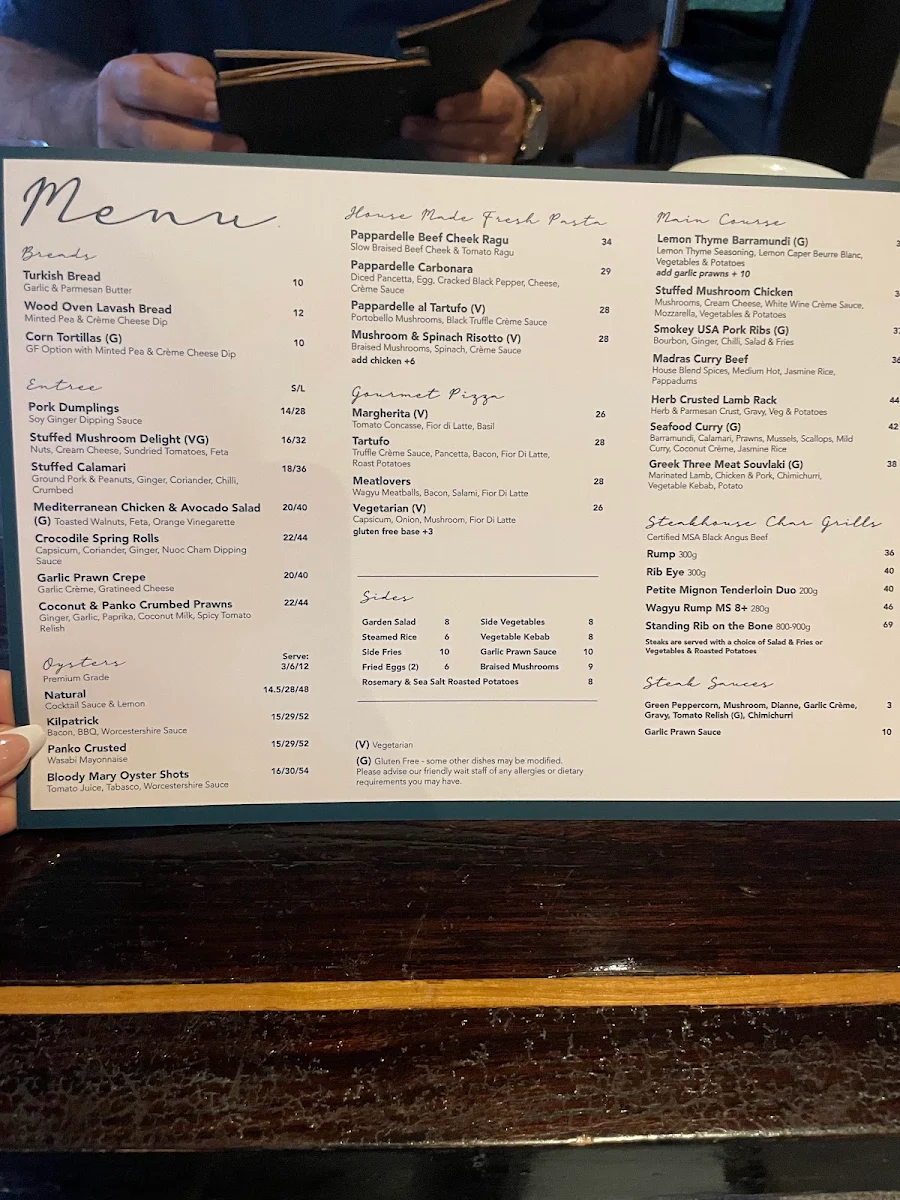 Menu, Capricornian Restaurant